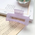 Pinza de pelo rectangular violeta lila mate con diseño geométrico calado - Púrpura Gelatina