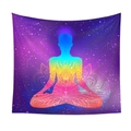 Close-up of meditation silhouette tapestry with lotus mandala and galaxy background - Qy419-26 / 150X200CM (Short Plush)