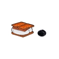 Spilla divertente S'more in smalto con design marshmallow e chiusura in gomma - Biscotto S'more