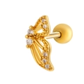 Gold butterfly cartilage stud earring with micro-set zircon and screw back closure - 089-1# Butterfly Style (Left) / Gold