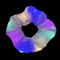 White LED glowing scrunchie made of satin with colorful lights for party hair styling - Blue