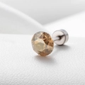 Screw back titanium steel ear stud featuring a champagne round cubic zirconia stone - Golden Shadow 6.2MM(A013-18#)