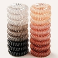 Elastische Spiral-Haargummis in braunen und orangefarbenen Farbverläufen - 6er Set / Schwarzkaffee