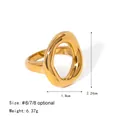 Anillo ovalado hueco irregular en acero inoxidable chapado en oro de 18k, altura 2,24cm - US 6 / Dorado (JDR2403002)