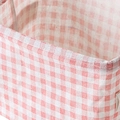 Pink and white checkered cotton linen laundry hamper with sturdy side handles - Pink Grid