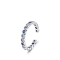 Elegant 925 sterling silver cuff ring featuring gradient blue purple round gemstones - Open Adjustable Style / Gradient Blue (925 Sterling Silver)