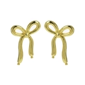 Elegant 18K gold plated brass bowknot stud earrings with a glossy bubble texture finish - Striped Bow Knot Style (FE240303)