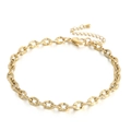 Minimalistisches Fußkettchen aus 18K vergoldetem Titanstahl mit flachen ovalen Gliedern - Goldfarbe (KJ2419-Z)