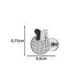 Silver G23 Titanium flower labret stud with clear crystals measuring 0.75cm by 0.6cm - Bow Flower Style (T2581-4#) / Silver
