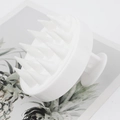 Manual white scalp massager with 19 silicone teeth and an ergonomic grip handle - 19-Tooth Scalp Massage Brush (White)