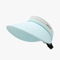 Pale blue UV-protection sun visor hat with wide brim and adjustable buckle strap - Adjustable / Light Blue (24H137)