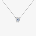 Elegant S925 silver necklace with circular hollow pendant and blue clover gems - Platinum (Necklace - Blue Stone)