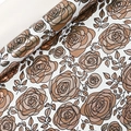 White gift wrapping paper with rose gold metallic floral patterns in 43cm roll - Line Rose
