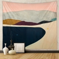 Modern abstract bohemian tapestry featuring colorful mountains and water for room decor - Cx0327-38 / 73X95CM (Brushed Fabric)