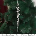 Set of 6 clear 165mm spiral icicle Christmas ornaments for DIY tree decoration - Spiral Ice Bars / 165mm