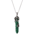 Hexagonal malachite pendant necklace with a silver dragon wrap on white background - Pendant Only / Malachite-toned Stone