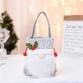 Gnome themed Christmas gift bag with grey felt handle and red berry decorations - Grey Beard Style / Gray