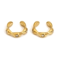 Minimalistische vergoldete Edelstahl Ohrmanschette mit funkelndem Zirkonia Besatz - Goldener Stil (KG022)