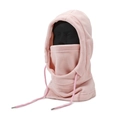 Rosa Fleece-Sturmhaube für Winter mit verstellbarem Kordelzug und Gesichtsmaske - Einheitsgröße / Rosa