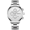 Orologio business da uomo in acciaio inox argento con quadrante bianco e data - Cinturino Argento Quadrante Bianco (1)