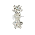 Mini pince à cheveux fleur de prunier argentée avec strass colorés brillants - Argenté