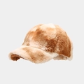 Detail of the plush faux fur texture on this two-tone brown and white baseball cap - Brown and White Splicing
