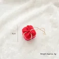 Red wool felt Christmas gift box ornament with white string detail and 4cm height - Red Large Gift Box