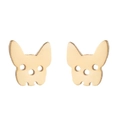 Cute golden French Bulldog stud earrings with hollow minimalist animal design - Gold