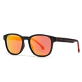 Classic TR matte black sunglasses with orange red mirror lenses and striped arms - Black Frame Red Lens