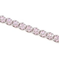 Handmade pink faceted crystal bead chain necklace with silver stainless steel rings - Pink 8mm