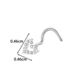 Clou de nez coeur en titane argenté avec zircons, dimensions de 0,46cm x 0,46cm - Style Coeur avec Zircone (T2556-1#) / Argent