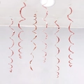 Set of rose gold foil swirl decorations hanging against a clean white ceiling backdrop - Single Swirl 6 Pcs / Rose Gold