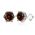 Orecchini magnetici classici con moissanite marrone e base in argento a sei punte - Caffè (Magnetico)