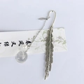 Silver feather metal bookmark with dandelion seed glass ball and pearl charm - Dandelion Special