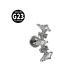 Solid G23 titanium labret stud with marquise and round clear cubic zirconia stones - Style 2-Silver Color