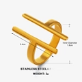 Minimalistischer vergoldeter Edelstahlring mit geometrischem Doppelbalken-Design - Gold