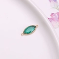 Gold plated marquise connector with vibrant green crystal for DIY jewelry making - Peacock Green
