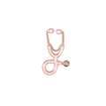 Detailed close-up of a stethoscope-shaped brooch with pink enamel and gold-plated metal - Gold/Pink