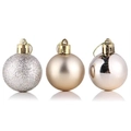 Trois boules de Noël or champagne en finitions pailletée, mate et miroir pour le sapin - 3cm / Bleu foncé