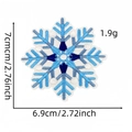 Blue and white snowflake embroidery patch with 7cm size dimensions on white background - Snowflake Patch 46#