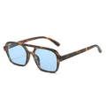 Occhiali da sole aviator tartarugati con lenti azzurre e montatura a doppio ponte - Regolare / Montatura Leopardata Lente Blu
