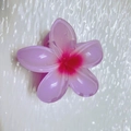 Pince à cheveux fleur de frangipanier avec dégradé rose et violet sur fond blanc texturé - Mauve Clair