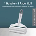 White and grey lint roller with one handle and 60 tear-off sheets for clothing hair removal - 16cm White Grey (1 Handle + 1 Roll)