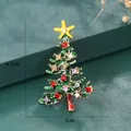 Kerstboom broche met groen emaille en gekleurde strassteentjes, maat 4,7 cm bij 3 cm - Veelkleurige kerstboom met strass