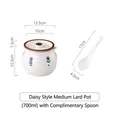 Ceramic lard jar with 700ml capacity featuring daisy pattern and matching spoon - Daisy (700ml)