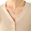Hip-hop style angel pendant necklace in silver finish worn on model for a trendy look - 40+5cm / Steel Color Angel Necklace