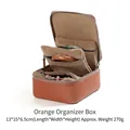 Schmuck-Organizer aus orangefarbenem Kunstleder mit Reißverschluss und drei Innenfächern - Orangefarbenes Set