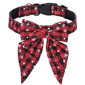 Collier pour chien à carreaux de Noël avec nœud papillon, rennes et flocons - S 2.0x40cm / Flocon de Neige Rouge et Noir