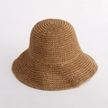 Klassischer Strohhut mit breiter Krempe in dunklem Khaki für Strand und Sonnenschutz - 10CM Krempe / Khaki