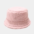 Rosa Plüsch-Fischerhut für Damen aus weichem Kunstfell für Wärme im Herbst und Winter - Rosa